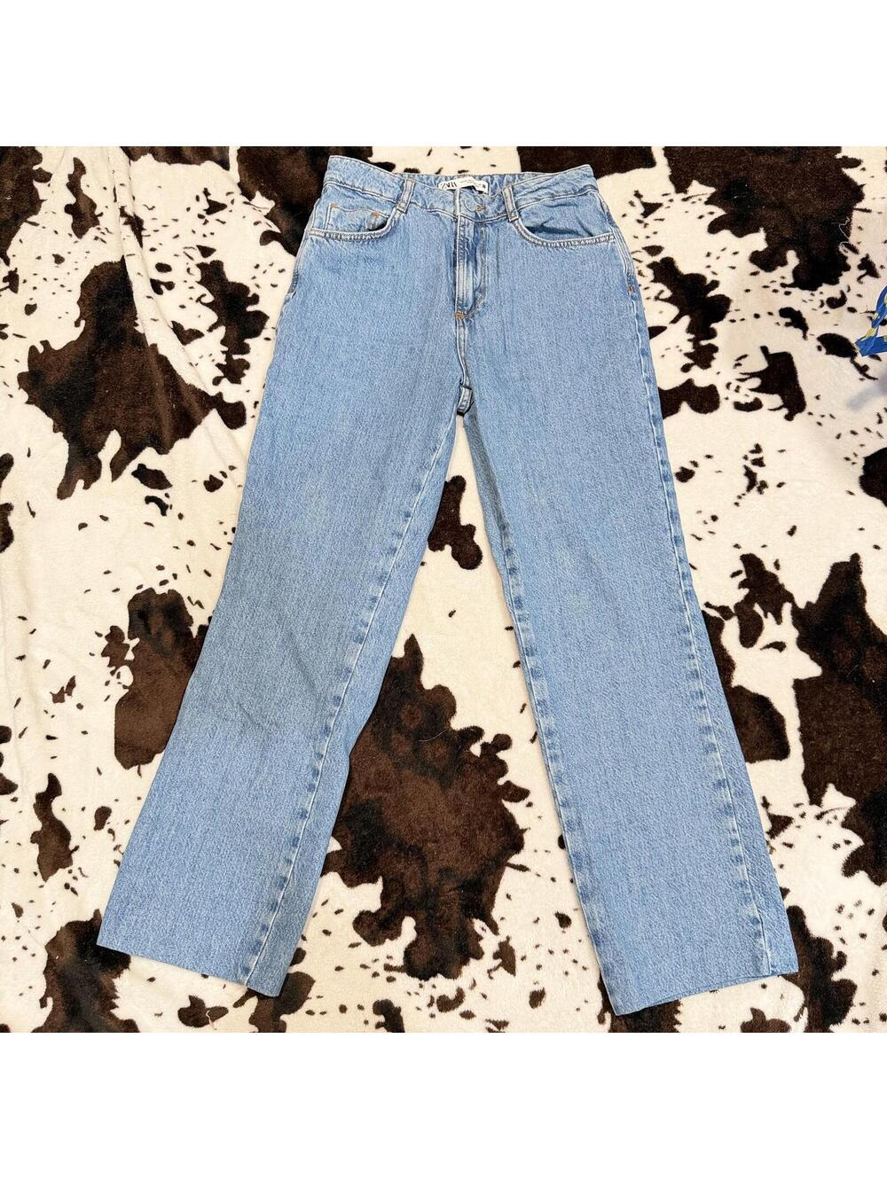 Zara Wide Leg Jeans Women Size 6 High Rise‎ Light Wash Denim 100% Cotton